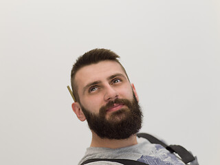 Image showing portrait of bearded hipster handyman