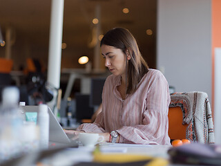 Image showing businesswoman using a laptop in startup office