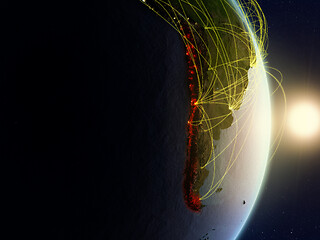 Image showing Chile on networked planet Earth