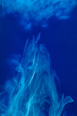 Image showing Abstract pattern falling into the water drop of blue ink - cyan ink dissolved in water