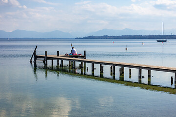 Image showing wooden jetty Starnberg lake