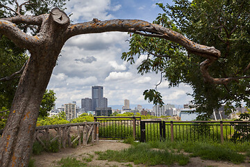 Image showing View of Osaka from Osaka Castle, Japan.