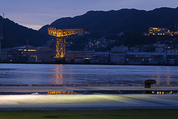 Image showing Giant cantilever crane in Dejima wharf in Nagasaki, Japan