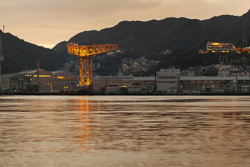 Image showing Giant cantilever crane in Dejima wharf in Nagasaki, Japan