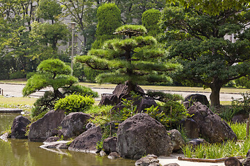 Image showing Beautiful japanese traditional park in summer time