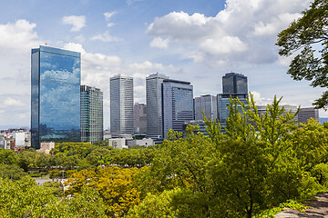 Image showing View of Osaka from Osaka Castle, Japan.