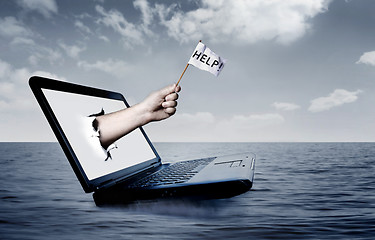 Image showing Laptop at sea