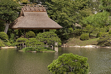 Image showing Beautiful japanese traditional park in summer time