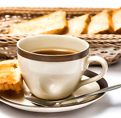 Image showing Bread And Coffee Means Morning Meal And Beverage 