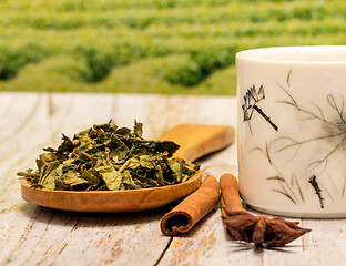 Image showing Chinese Green Tea Represents Break Time And Breaktime 