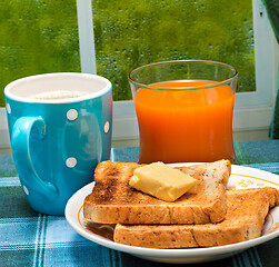 Image showing Morning Butter Toast Indicates Meal Time And Black 