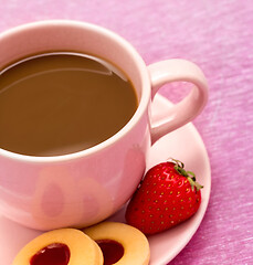 Image showing Coffee With Strawberry Shows Tasty Decaf And Beverage 