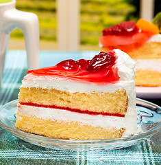 Image showing Strawberry Cream Cake Indicates Desserts Appetizing And Restaurant 