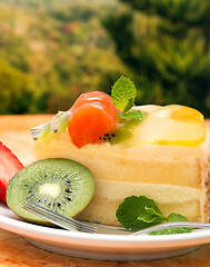 Image showing Strawberry Fruit Gateau Represents Desserts Celebration And Creamy