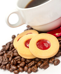 Image showing Coffee And Beans Indicates Beverage Caffeine And Break 