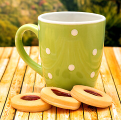Image showing Biscuits And Coffee Represents Decaf Snack And Cookies 