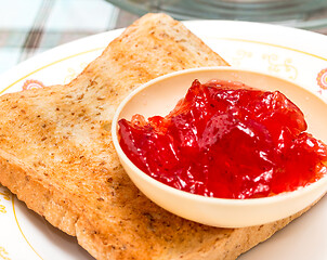 Image showing Jam And Toast Shows Meal Time And Butter 