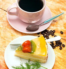 Image showing Cream Cake Coffee Means Strawberry Drink And Tasty  