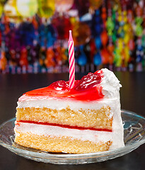 Image showing Sliced Birthday Cake Indicates Delicious Yummy And Piece 