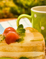 Image showing Fresh Strawberry Gateau Means Dairy Tasty And Food 