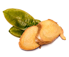 Image showing Slices Of Ginger Shows Herbals Root And Natural 