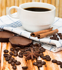 Image showing Coffee Beans Drink Shows Roast Espresso And Cup