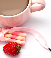 Image showing Coffee With Cookies Means Brew Beverage And Refreshment 