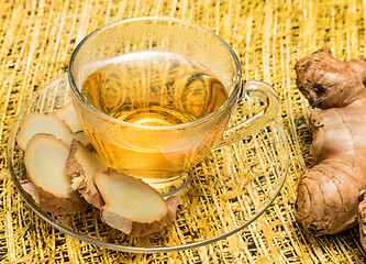 Image showing Ginger Tea Represents Organics Teacup And Refreshed 