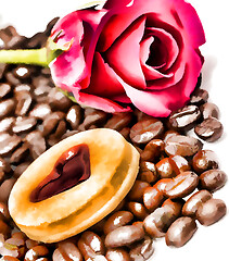 Image showing Coffee Beans Heart Means Hot Drink And Cup 