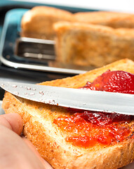 Image showing Jam On Toast Shows Morning Meal And Breakfasts 