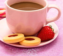 Image showing Coffee With Cookies Represents Caffeine Biscuits And Crackers 