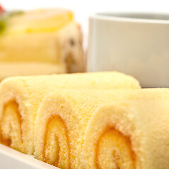 Image showing Delicious Cake Represents Swiss Roll And Celebration 