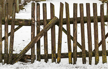 Image showing Old wooden fence