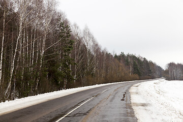 Image showing winter road, close-up