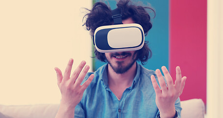 Image showing man using VR-headset glasses of virtual reality