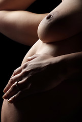 Image showing Hand auf  schwanger Bauch | hand on pregnant belly