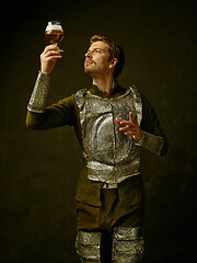 Image showing Medieval knight on dark background.