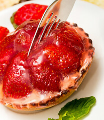 Image showing Strawberry Delicacy Indicates Fruit Tart And Fresh 