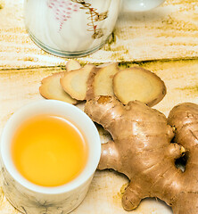 Image showing Japanese Ginger Tea Shows Spice Spices And Cup 