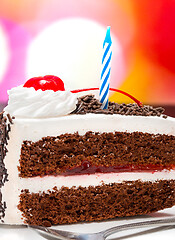 Image showing Chocolate Birthday Cake Represents Celebrate Slice And Desserts 