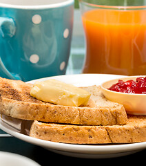 Image showing Toast For Breakfast Shows Meal Time And Beverages 