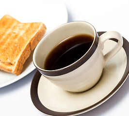 Image showing Coffee And Toast Means Morning Meal And Bread 