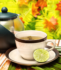 Image showing Lime Green Tea Indicates Refreshment Drink And Drinks 