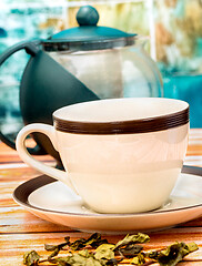 Image showing Green Tea Cup Means Refreshed Beverage And Teacup 