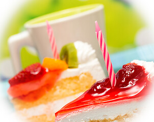 Image showing Cakes For Birthday Indicates Yummy Slices And Celebrate 