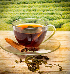 Image showing Tea With Cinnamon Indicates Break Time And Beverage 