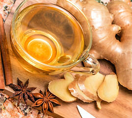 Image showing Healthy Ginger Tea Represents Beverages Spices And Refreshment 