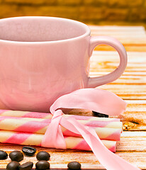 Image showing Relax With Coffee Shows Cafeteria Caffeine And Cookies 