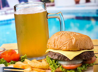 Image showing Beer And Chips Represents Ready To Eat And Bbq