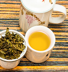 Image showing Outdoor Tea Break Represents Refresh Breaktime And Cup 